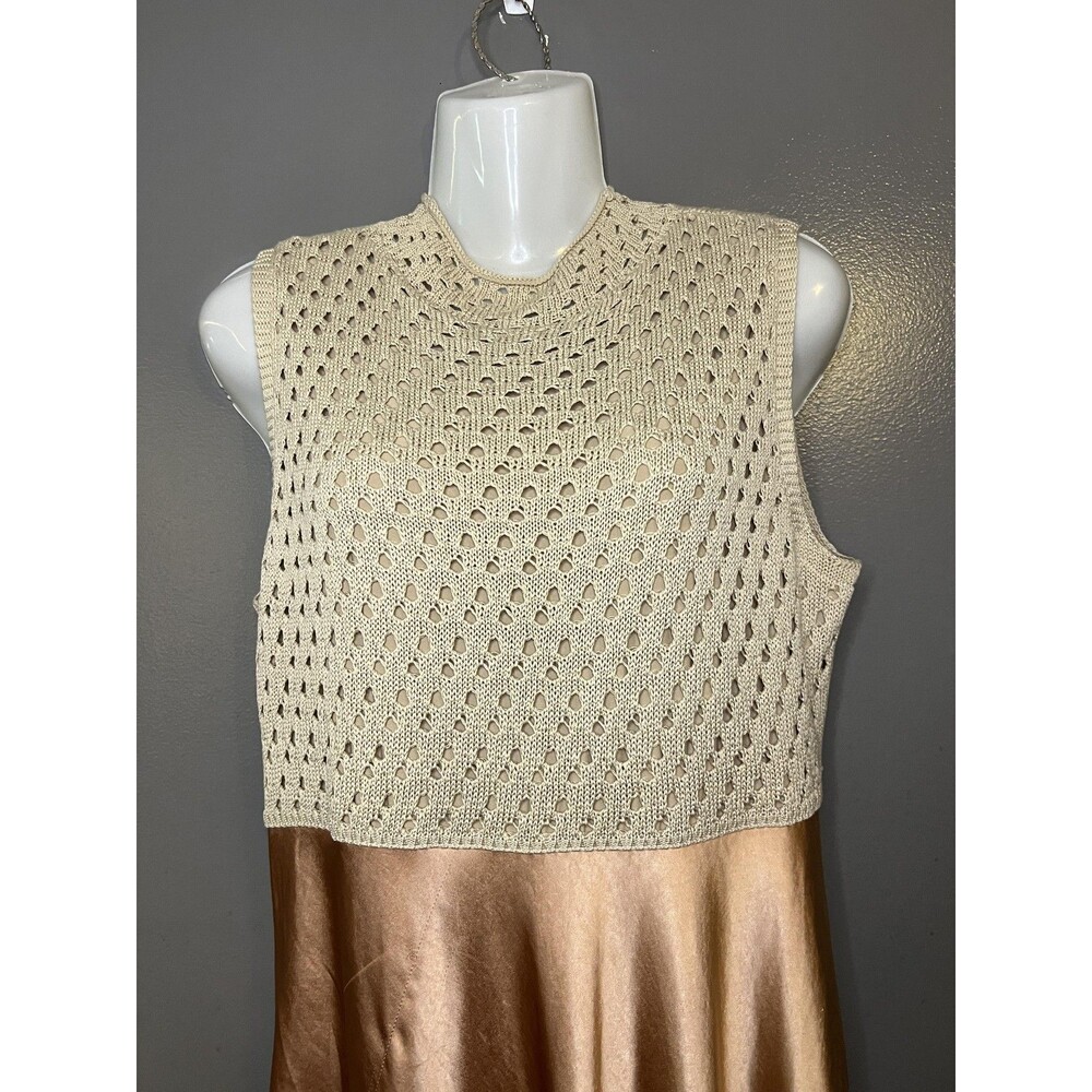 Mare Mare X Anthropologie Dress Womens Medium Beige Crochet Fit & Flare Maxi